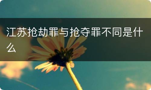 江苏抢劫罪与抢夺罪不同是什么