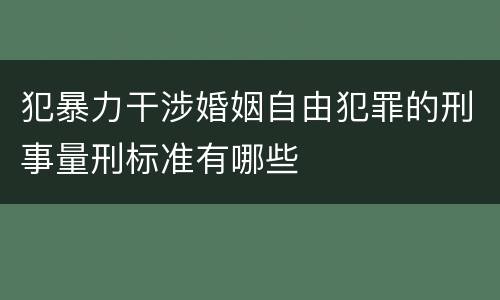 犯暴力干涉婚姻自由犯罪的刑事量刑标准有哪些