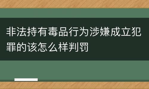 非法持有毒品行为涉嫌成立犯罪的该怎么样判罚