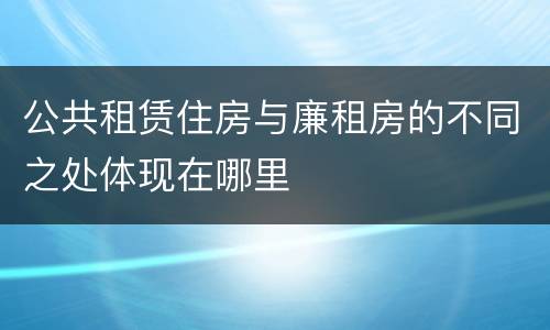 公共租赁住房与廉租房的不同之处体现在哪里