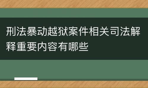 刑法暴动越狱案件相关司法解释重要内容有哪些