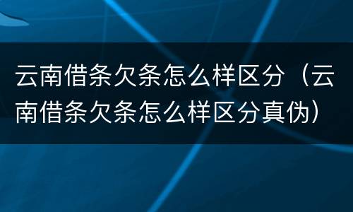 云南借条欠条怎么样区分（云南借条欠条怎么样区分真伪）