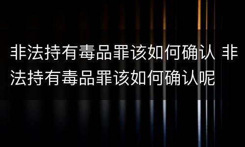 非法持有毒品罪该如何确认 非法持有毒品罪该如何确认呢