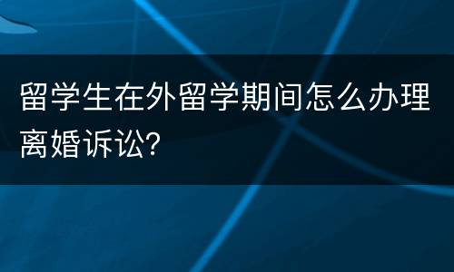 留学生在外留学期间怎么办理离婚诉讼？