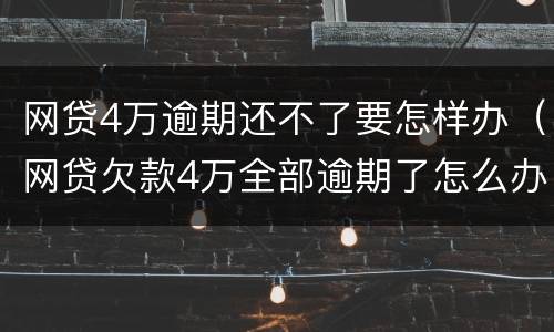 网贷4万逾期还不了要怎样办（网贷欠款4万全部逾期了怎么办）
