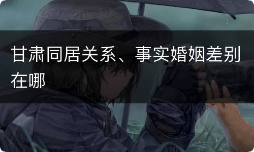 甘肃同居关系、事实婚姻差别在哪