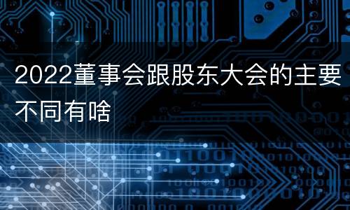 2022董事会跟股东大会的主要不同有啥