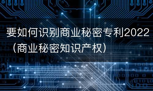 要如何识别商业秘密专利2022（商业秘密知识产权）