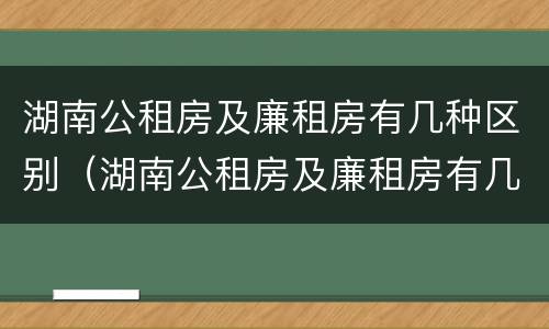 湖南公租房及廉租房有几种区别（湖南公租房及廉租房有几种区别图）