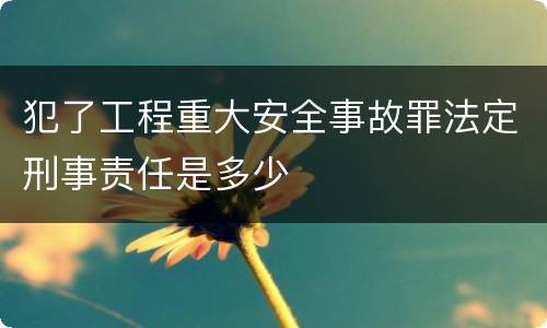 犯了工程重大安全事故罪法定刑事责任是多少