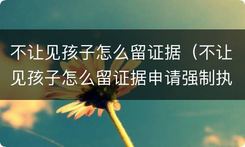 不让见孩子怎么留证据（不让见孩子怎么留证据申请强制执行可以几次0）