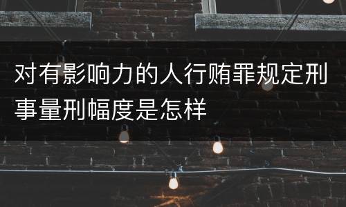 对有影响力的人行贿罪规定刑事量刑幅度是怎样