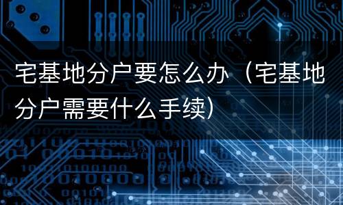 宅基地分户要怎么办（宅基地分户需要什么手续）