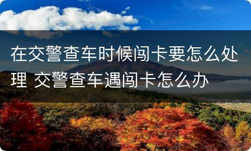 在交警查车时候闯卡要怎么处理 交警查车遇闯卡怎么办