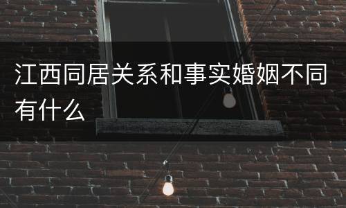 江西同居关系和事实婚姻不同有什么