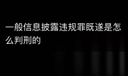 一般信息披露违规罪既遂是怎么判刑的