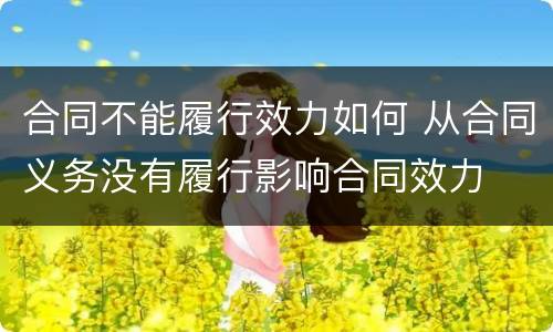合同不能履行效力如何 从合同义务没有履行影响合同效力