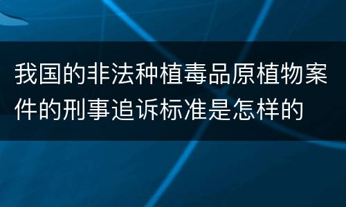 我国的非法种植毒品原植物案件的刑事追诉标准是怎样的