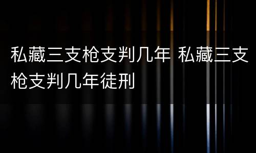私藏三支枪支判几年 私藏三支枪支判几年徒刑