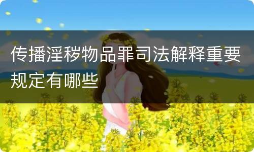 传播淫秽物品罪司法解释重要规定有哪些