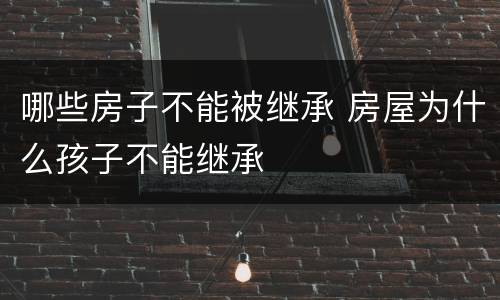 哪些房子不能被继承 房屋为什么孩子不能继承