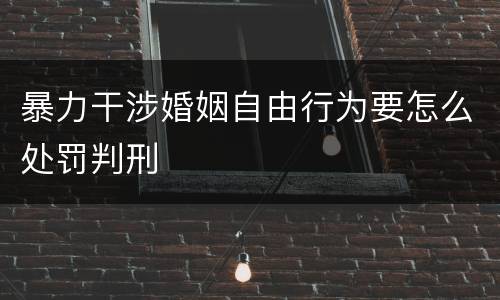 暴力干涉婚姻自由行为要怎么处罚判刑