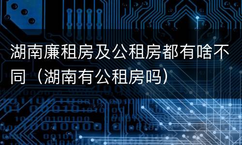 湖南廉租房及公租房都有啥不同（湖南有公租房吗）