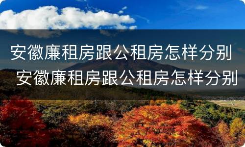 安徽廉租房跟公租房怎样分别 安徽廉租房跟公租房怎样分别的