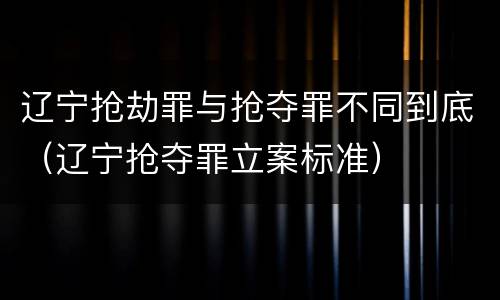 辽宁抢劫罪与抢夺罪不同到底（辽宁抢夺罪立案标准）