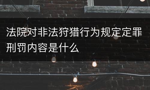 法院对非法狩猎行为规定定罪刑罚内容是什么