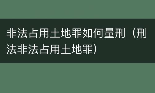 非法占用土地罪如何量刑（刑法非法占用土地罪）