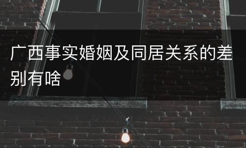广西事实婚姻及同居关系的差别有啥