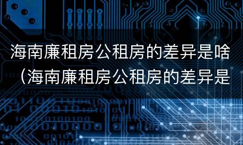 海南廉租房公租房的差异是啥（海南廉租房公租房的差异是啥啊）