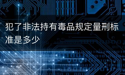 犯了非法持有毒品规定量刑标准是多少