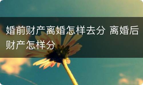 婚前财产离婚怎样去分 离婚后财产怎样分