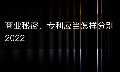 商业秘密、专利应当怎样分别2022