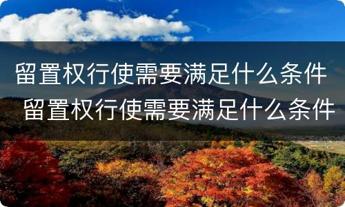 留置权行使需要满足什么条件 留置权行使需要满足什么条件才能执行