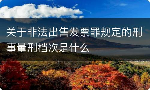 关于非法出售发票罪规定的刑事量刑档次是什么