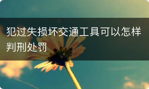 犯过失损坏交通工具可以怎样判刑处罚