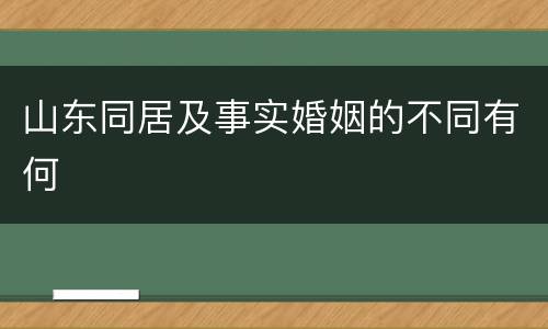 山东同居及事实婚姻的不同有何