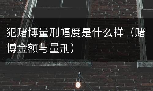 犯赌博量刑幅度是什么样（赌博金额与量刑）