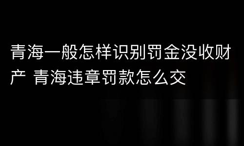 青海一般怎样识别罚金没收财产 青海违章罚款怎么交