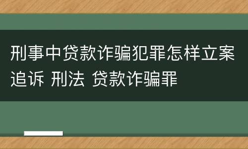 刑事中贷款诈骗犯罪怎样立案追诉 刑法 贷款诈骗罪