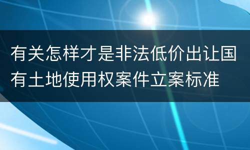 有关怎样才是非法低价出让国有土地使用权案件立案标准