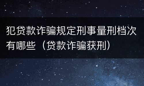 犯贷款诈骗规定刑事量刑档次有哪些（贷款诈骗获刑）