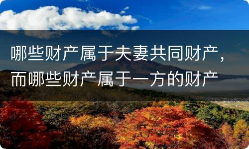 哪些财产属于夫妻共同财产，而哪些财产属于一方的财产