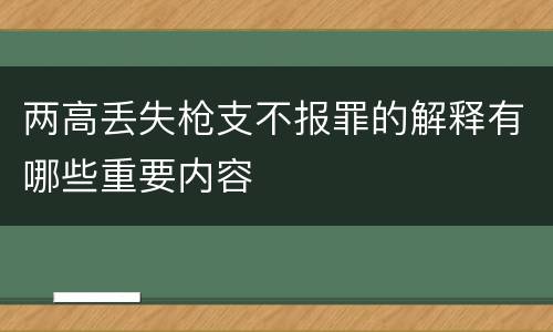 两高丢失枪支不报罪的解释有哪些重要内容