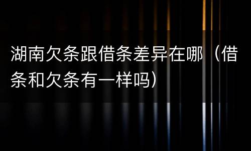 湖南欠条跟借条差异在哪（借条和欠条有一样吗）