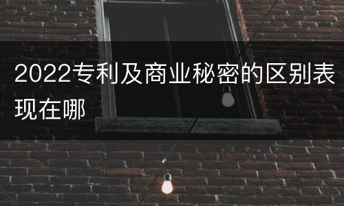 2022专利及商业秘密的区别表现在哪
