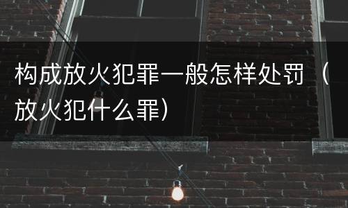 构成放火犯罪一般怎样处罚（放火犯什么罪）